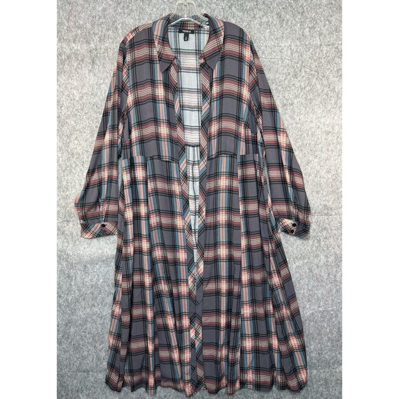 Torrid Plaid Shirt Cardigan Kimono Women's Size 3X Long Sleeve - Picture 1 of 9